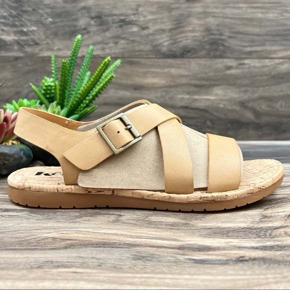 NIB Korks By Kork Ease Justicia Strappy Flat Sandal Natural PU - Picture 6 of 12